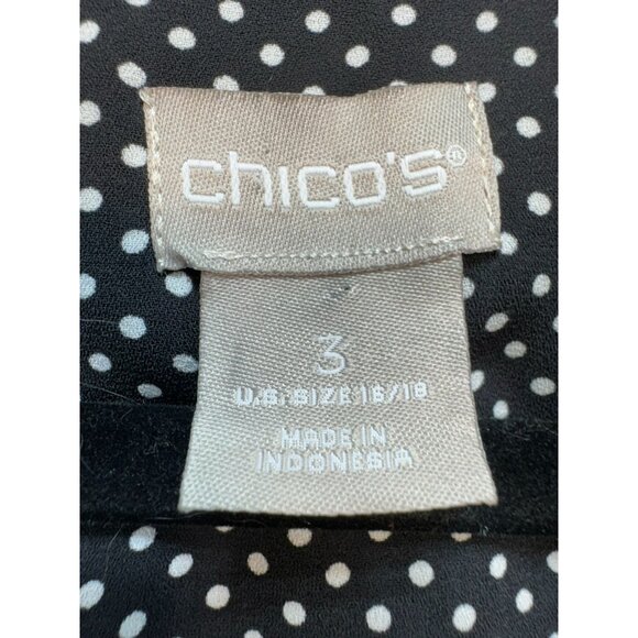Chicos Womens Polka Dot Button Front Tunic Blouse Size 3 Black & White - Picture 2 of 13